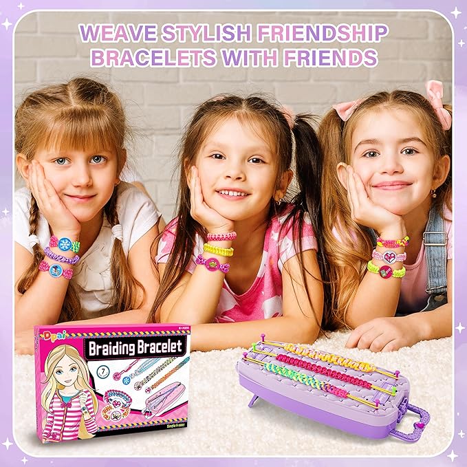 Dpai Friendship Bracelet Making Kit for Girls,DIY Arts and Crafts Toys,Jewelry String Maker Kit,The Best Birthday Gifts Ideas for Girls 6 7 8 9 10 11 12+ Years Old（Double Purple-CubbioJoy