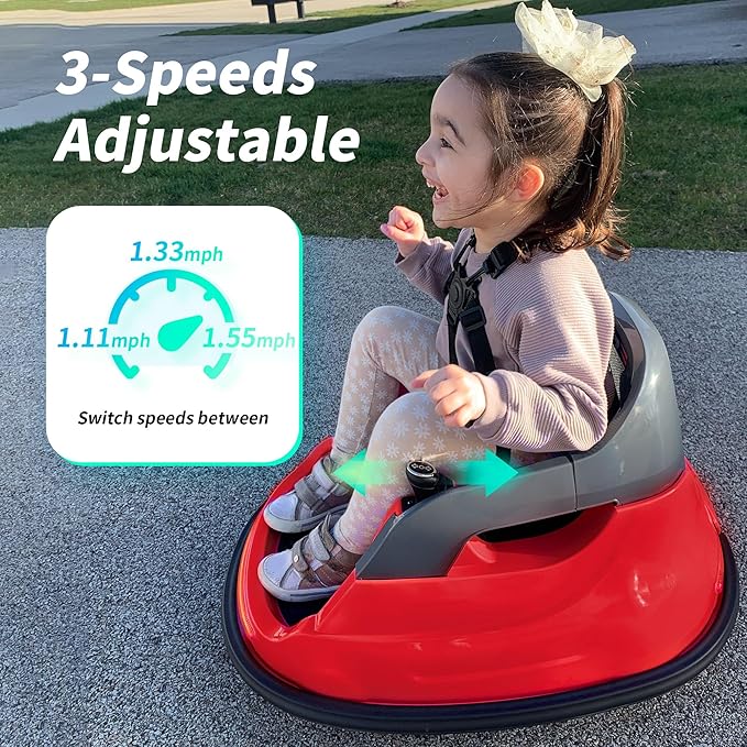 12V Kids Electric Bumper Car, Baby Bumper Car for Toddlers w/Remote Control, 360° Spinning - Red-CubbioJoy