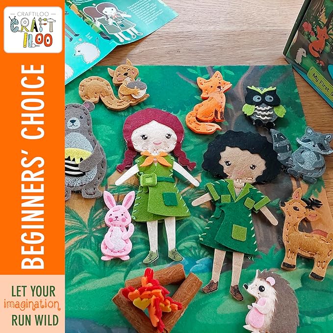 CRAFTILOO Woodland Sewing Kit for Kids, Fun and Educational Fairytale Craft Set for Boys and Girls Age 8-12, Sew Your Own Felt Forest Animal Craft Kit for Beginners-CubbioJoy