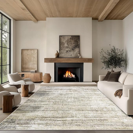 6x9 Area Rug Living Room Rugs - Washable Rug Large Modern Abstract Soft Thin Carpets Indoor Floor No Slip Vintage Carpet for Bedroom Under Dining Table Nursery Home Office Decor Nature-CubbioJoy