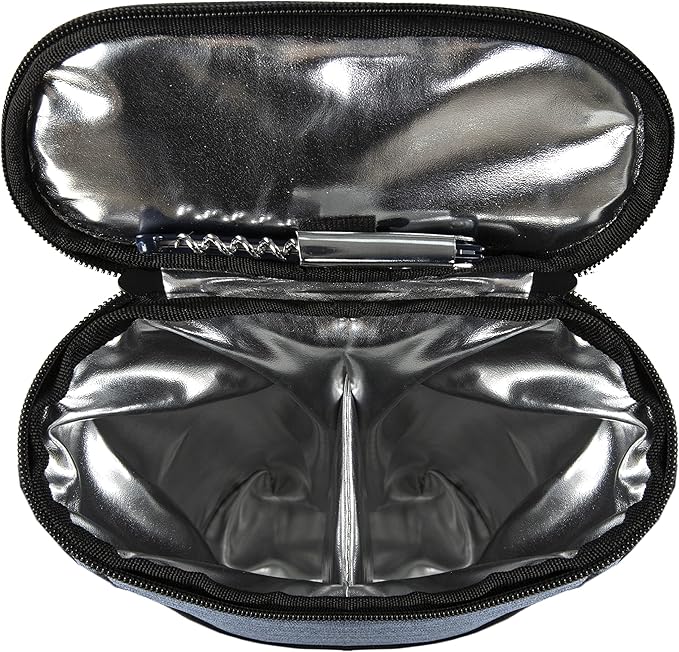 ALLCAMP 2 Bottle Wine Tote Carrier - Insulated Portable Padded Canvas Wine Bag for Travel, BYOB Restaurant, Wine Tasting, Party, Great Christmas Day Gift for Wine Lover，Blue-CubbioJoy