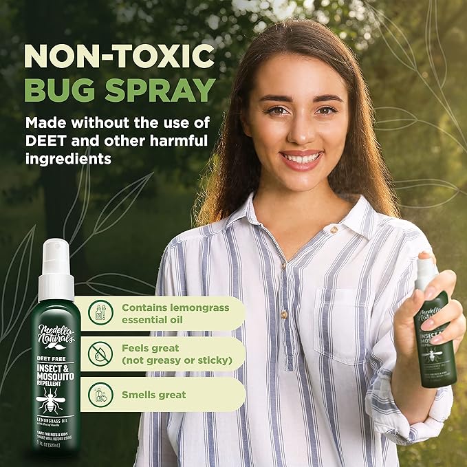 Deet-Free Insect & Mosquito Repellent 8oz – Nice Smelling Insect Repellent with Lemongrass Oil Safe for Pets and Kids – Bug Spray Against Mosquitoes, Gnats, Black Flies, No-See-ums, and Other Insect-CubbioJoy