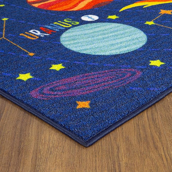 KC Cubs 3x5 Outer Space Solar System Toy Car Road Rug – Educational Play Mat Carpet for Kids, Toddlers, Nursery, Classroom, Playroom, Baby Daycare-CubbioJoy
