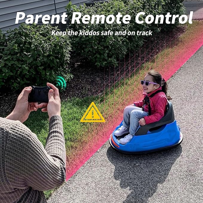 Baby Bumper Car, 6V Electric Kids Bumper Car for Toddlers with Remote Control, Bluetooth - Navy Blue-CubbioJoy