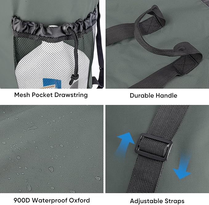 BALEINE 150L Laundry Bag Backpack, 900D Oxford Fabric Large Travel Laundry Bags with Shoulder Straps and 2 Mesh Pockets for College Dorm, Apartment, Laundromat (Dark Grey, 150L)-CubbioJoy