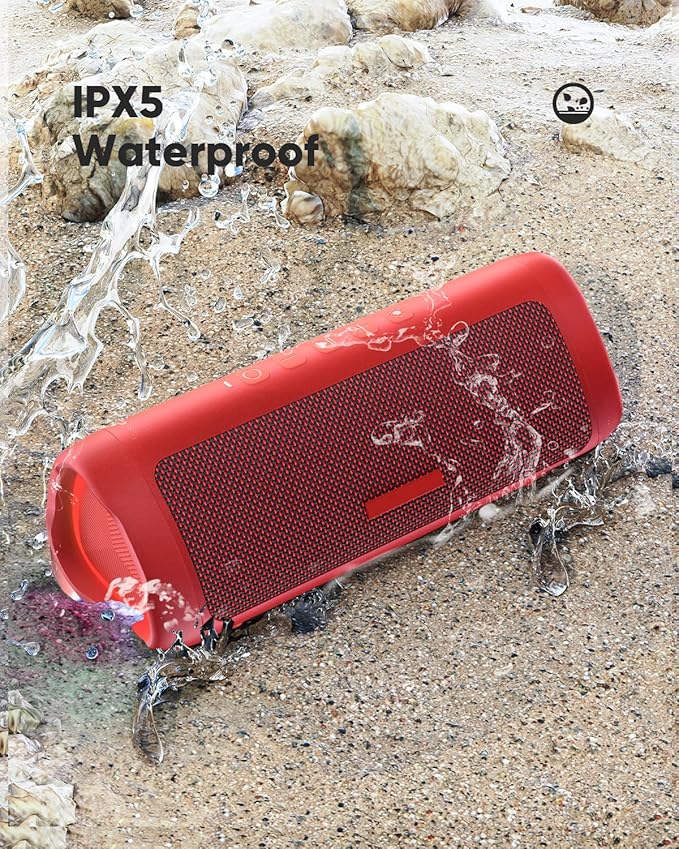 Bluetooth Speaker with HD Sound, Portable Wireless, IPX5 Waterproof, Up to 20H Playtime, TWS Pairing, BT5.3, for Home/Party/Outdoor/Beach, Stocking Stuffers, White Elephant Gifts for Adults (Red)-CubbioJoy