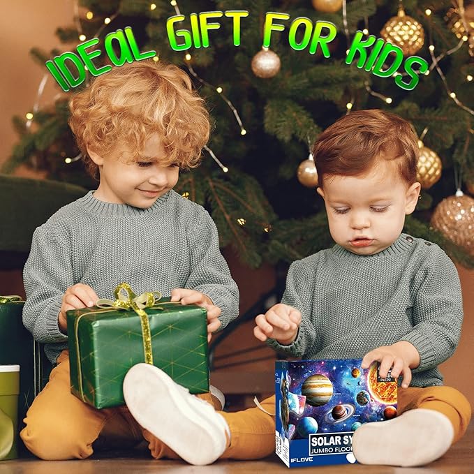 Jumbo Floor Puzzle for Kids Ages 4-8,Solar System Jigsaw Puzzles,48 Piece Space Large Puzzles for Toddler Ages 3-5,Preschool Learning Planets Toys Christmas Birthday Gift for Boys Girls-CubbioJoy