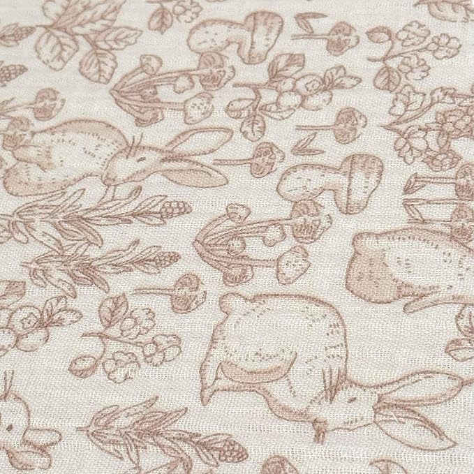 BuLuTu 100% Cotton Muslin Toddler Pillowcase with Ruffles Edges, Cute Rabbit Pattern Toddler Pillow Cover Soft Breathable Gauze Cotton Kids Pillow Cases for Boys,Girls, 1 Piece, 14"x20"-CubbioJoy