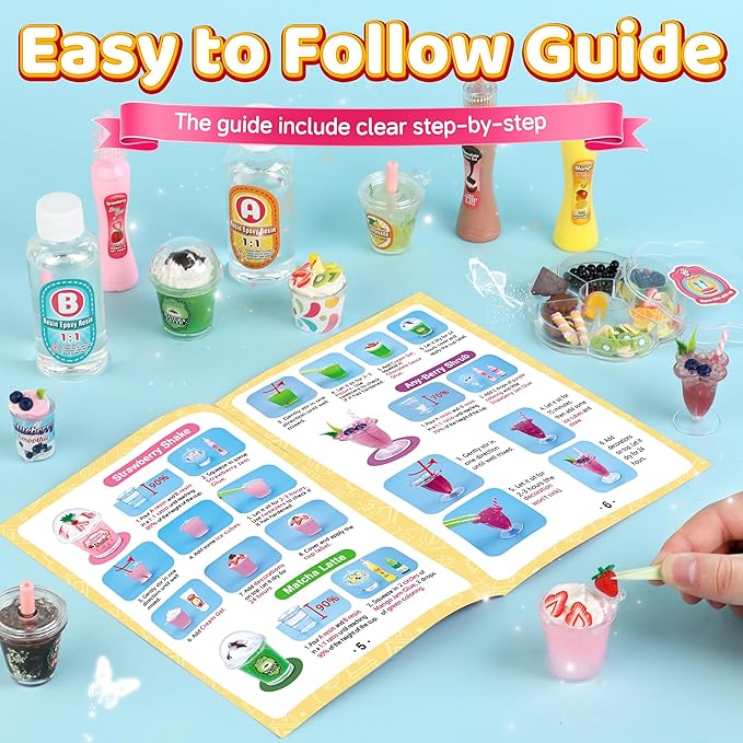 20 PCS Miniature Drink Marker Kit, Miniature Food Toys, Kitchen Pretend Food DIY Crafts Kits for Kids Ages 8-12, Girls Gift for Christmas, Birthday, Collectors, Resin Play, NOT Edible-CubbioJoy