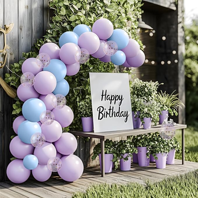 JOYIN 150 Pcs Pastel Purple Balloons, Different Sizes 18 12 10 5 Inch Pastel Purple Latex Balloon Arch Kit with Instruction for Birthday Party Graduation Wedding Holiday Decoration-CubbioJoy