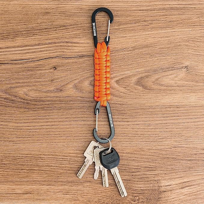 BRAVESHINE Paracord Keychain Carabiner Clip, D Ring Lanyard Hanger Stroller Hook for Water Bottle, Key, Backpacks, Men, Women-CubbioJoy