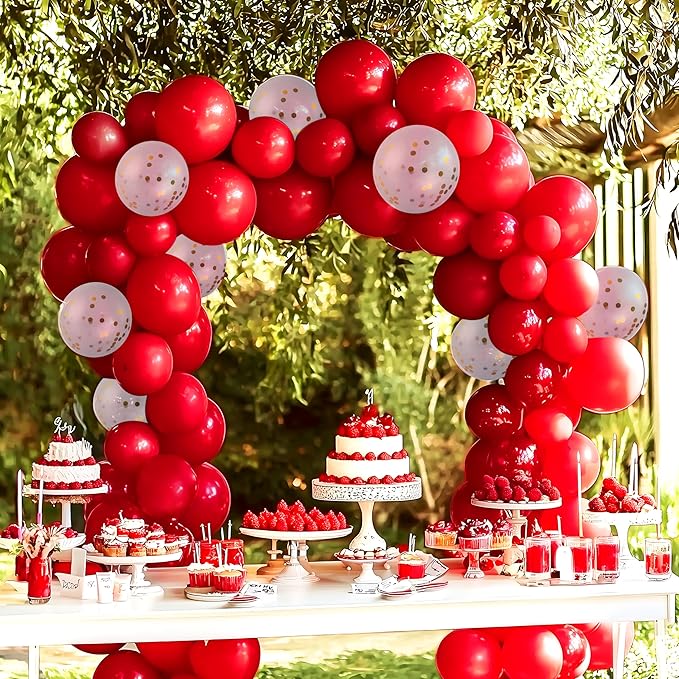 JOYIN 150 Pcs Red Balloons, Different Sizes 18 12 10 5 Inch Red Latex Balloon Arch Kit with Instruction for Birthday Party Decoration Graduation Wedding Holiday-CubbioJoy