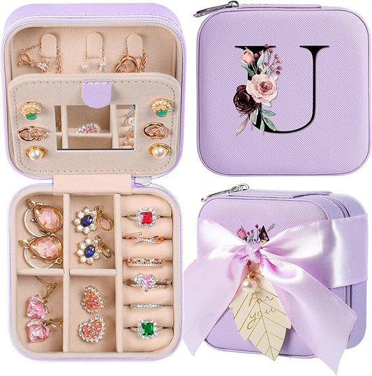 AYGXU Travel Jewelry Box for Women and Girls - Small Case With Initial A-Z - Teacher Gifts-CubbioJoy