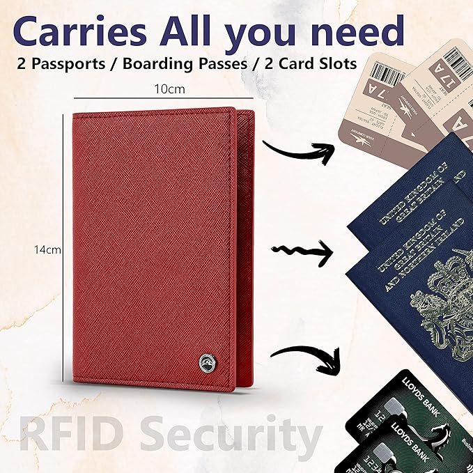 2 Passport Holder - Travel Essentials, RFID Blocking Wallet Credit Card Organiser, Plain Accessories Slim Cover For Men & Women-CubbioJoy