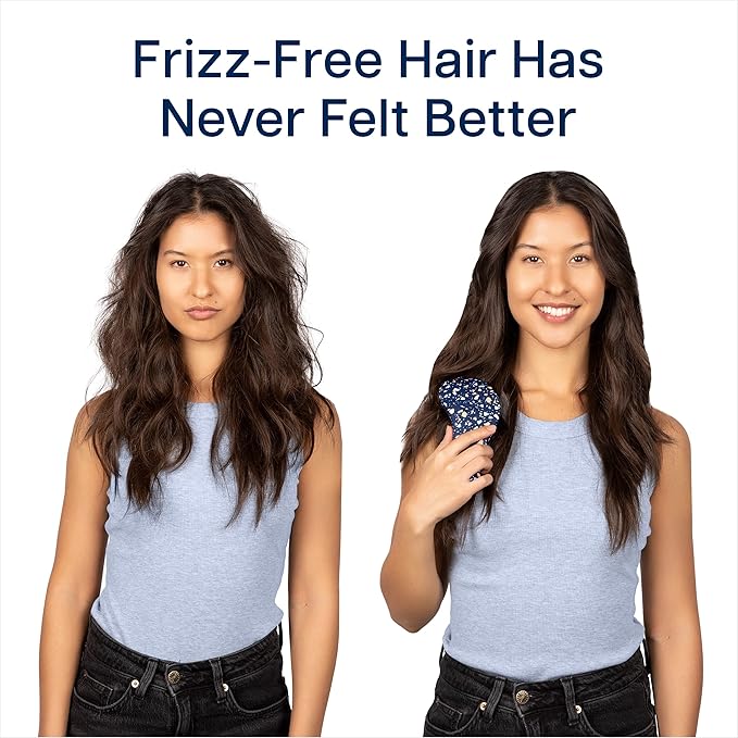 Crave Naturals Glide Thru Detangling Hair Brushes for Women - Detangler Brush for Curly or Straight, Wet or Dry Hair - Gentle on Tangles Comb - 7.5x3-Inch, Turquoise and Terrazzo (Pack of 2)-CubbioJoy