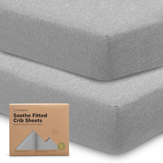 KeaBabies 2-Pack Organic Crib Sheets for Boys, Girls - 52x28 Fitted Crib Mattress Sheet Neutral, Breathable Jersey Cotton Cover for Baby Bed, Toddler Mattress, Soft & Cute Prints (Storm)-CubbioJoy