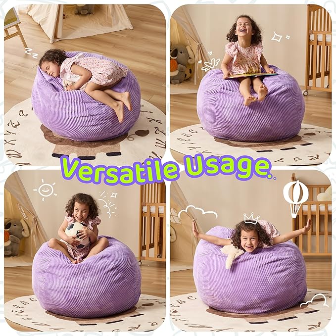 Bean Bag Chairs Teardrop Bean Bag Chair Beanbag Chair with Memory Foam Filled Machine Washable Cover for Living Room, Bedroom (Small,Purple)-CubbioJoy