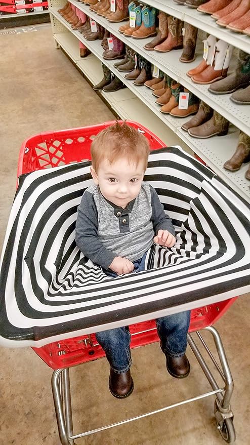 Itzy Ritzy 4-in-1 Nursing Cover, Car Seat Cover, Shopping Cart Cover & Infinity Scarf – Breathable, Multi-Use Nursing Cover Up for Breastfeeding, Carseat Canopy & Stroller Cover (Black & White Stripe)-CubbioJoy