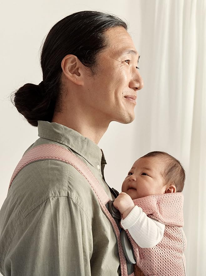 BabyBjörn Baby Carrier Mini, 3D Mesh, Dusty Pink | Newborn Carrier (7-25 lbs), Ergonomic, Easy-to-Use-CubbioJoy