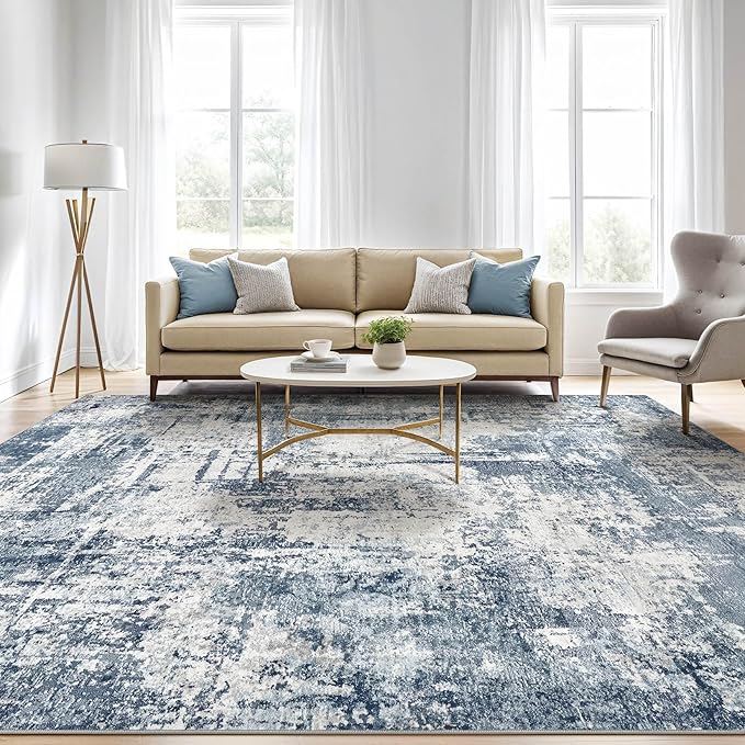 9x12 Area Rug Living Room: Washable Large Abstract Soft Rugs Stain Resistant Indoor Non-Slip Carpet for Men Modern Home Enthusiasts Aged 25-45 - High Traffic Areas - Bedroom Office Playroom-CubbioJoy