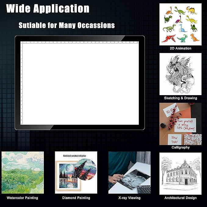 A4 Wireless Battery Powered Light Pad, TOHETO Tracing Light Box Dimmable Brightness Rechargeable LED Light Board Portable Cordless Copy Board for Artist Drawing Sketching X-ray Viewing-CubbioJoy