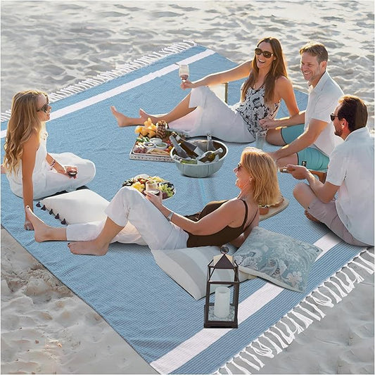 Jumbo Turkish Beach Towel Blanket Picnic Ourtdoor Mat Oversized Sandproof Fast Dry Thin Extra Large Xl Big Huge Compact Soft Cotton Neutral Cute Summer Vacation Gifts Travel Essential Cruise Ship Item-CubbioJoy