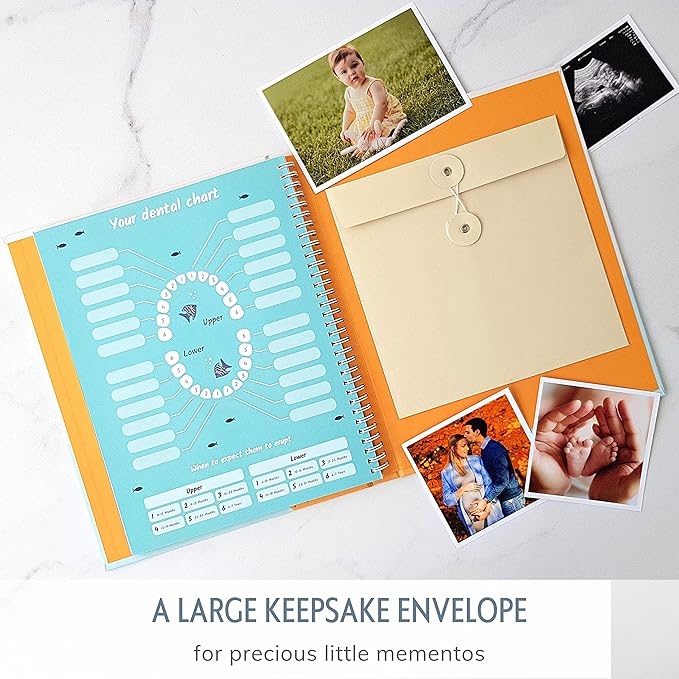 Baby Memory Book for Girl or Boy - First Year Unisex Ocean Keepsake to Log Newborn 1st Milestone - Gender Neutral Sea Photo Album Dairy - Nautical Themed Stuff Journal - Elegant New Parents Baby Gifts-CubbioJoy