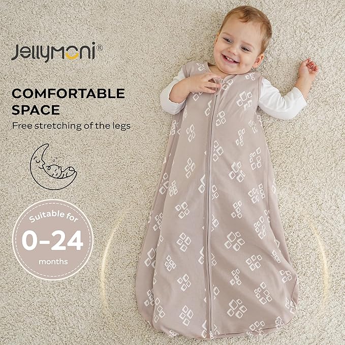 JELLYMONI Baby Sleep Sack 6-12 Months, 100% Cotton 3 Pack 0.5 TOG Baby Wearable Blanket Infant Sleep Sack with 2-Way Zipper Newborn Sleep Sacks-CubbioJoy