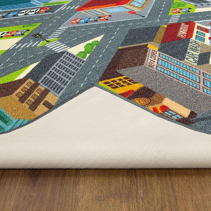 KC Cubs 3x5 City Streets Car Road Rug – Educational Non-Slip Play Mat for Kids, Toddlers, Nursery, Classroom, Playroom, Baby Daycare, Boy Girl Carpet-CubbioJoy