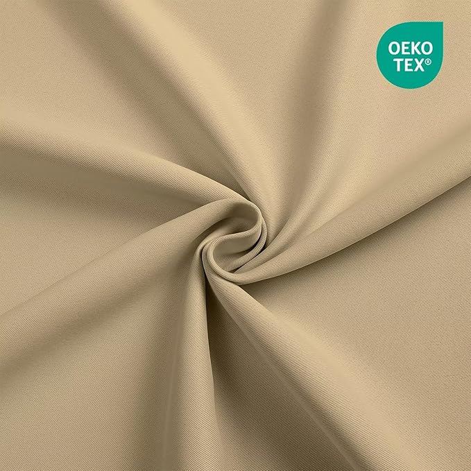 Joydeco 90 Inch Blackout Curtains for Bedroom, Thermal Insulated Black Out Curtains 2 Panels Se, Room Darkening Drapes for Living Room Window Rod Pocket Back Tab (W52 x L90 Inch, Beige)-CubbioJoy