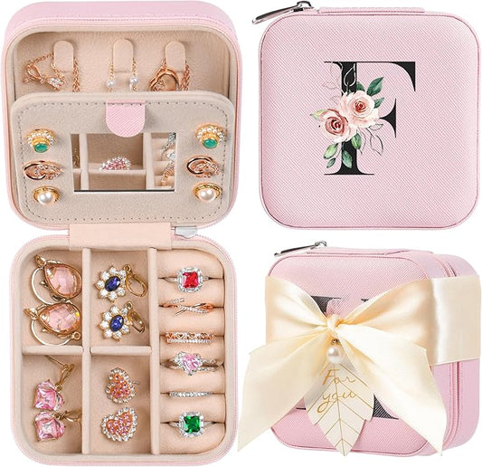 AYGXU Travel Jewelry Box for Women and Girls - Small Case With Initial A-Z - Teacher Gifts-CubbioJoy