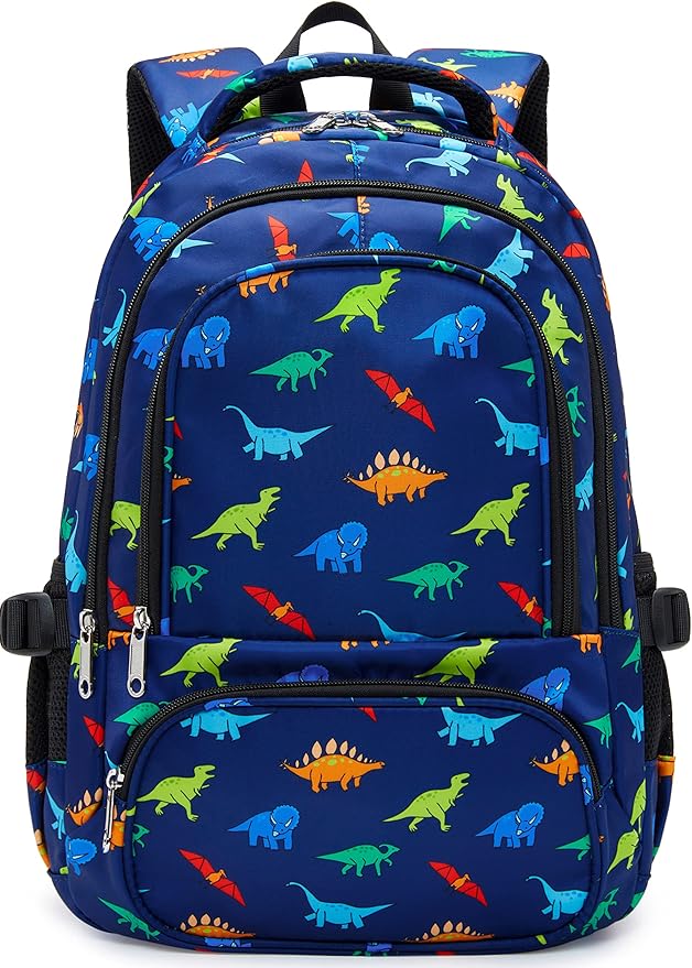 BLUEFAIRY Kids Backpack for Boys Elementary Primary Middle School Bags Back to School Bookbags Gifts Large Compartment with Tablet Sleeve Mochilas para niños 17" Dinosaur Navy Blue-CubbioJoy