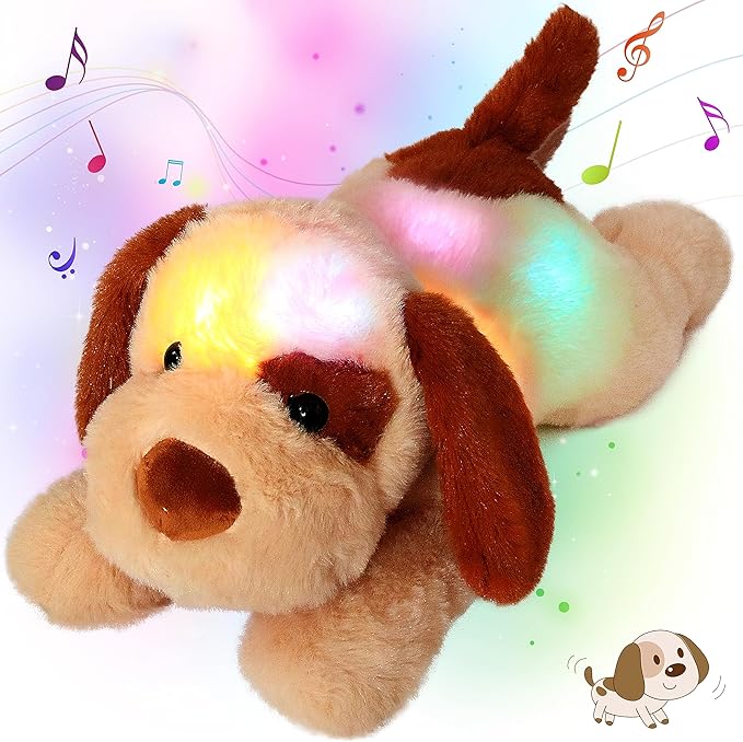 Cuteoy Glowing LED Dog Light-up Nightlight Toys Musical Plush Stuffed Animal Soft Singing Lullabies Birthday Christmas Plushies Puppy Gifts for Kids Boys Girls,14"-CubbioJoy