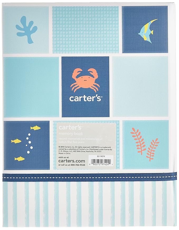 C.R. Gibson First 5 Years Memory Book, by Carters, Record Memories and Milestones on 64 Beautifully Illustrated Pages - Under The Sea-CubbioJoy