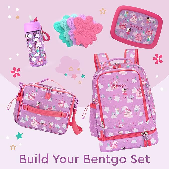 Bentgo Kids 2-in-1 Backpack & Insulated Lunch Bag - Durable 16” Backpack & Lunch Container in Unique Prints for School & Travel - Water Resistant, Padded & Large Compartments (Fairies)-CubbioJoy