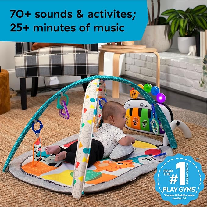 Baby Einstein 4-in-1 Kickin' Tunes Music and Language Play Gym and Piano Tummy Time Activity Mat-CubbioJoy