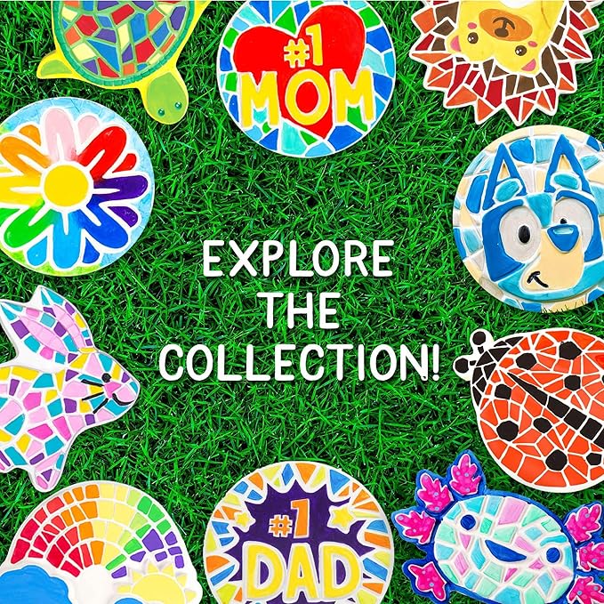 Creative Roots Axolotl Stepping Stone Kit, 7-Inch Paintable Ceramic Stepping Stone, Includes 6 Acrylic Paints, Kids Crafts, Ages 8+-CubbioJoy