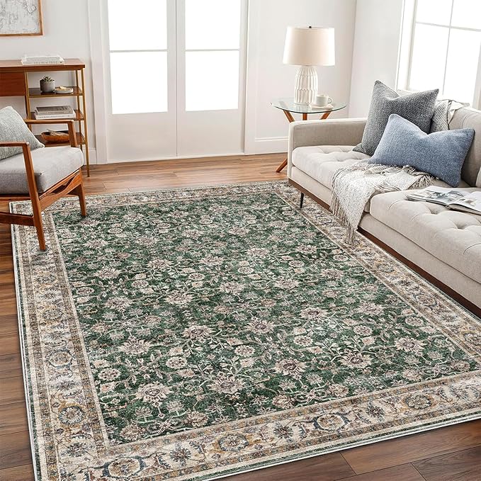 Area Rug 6'x9' Washable Vintage Traditional Floor Cover Thin Retro Kitchen Indoor Distressed Non Slip Carpet for Living Room Bedroom Dining Room-CubbioJoy