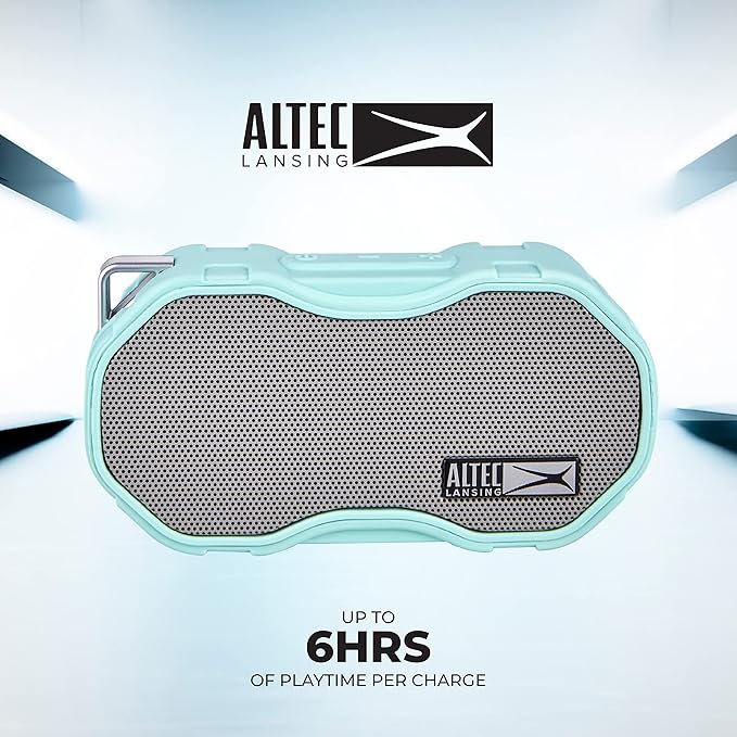 Altec Lansing Baby Boom XL - Waterproof Bluetooth Speaker, Wireless & Portable Speaker for Travel & Outdoor Use, Deep Bass & Loud Sound, 1 Pack, Mint-CubbioJoy