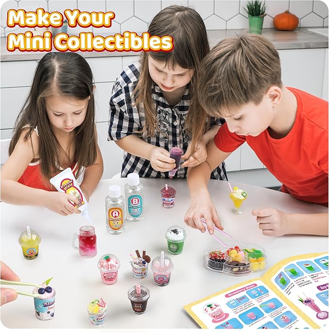 20 PCS Miniature Drink Marker Kit, Miniature Food Toys, Kitchen Pretend Food DIY Crafts Kits for Kids Ages 8-12, Girls Gift for Christmas, Birthday, Collectors, Resin Play, NOT Edible-CubbioJoy