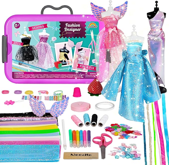 900+ Fashion Designer Kits for Girls with Mannequins-Kids Sewing Kits，Girls Fashion Design Gift，Arts and Crafts Kit，Girl Craft Activities Age 6 7 8 9 10 11 12-CubbioJoy