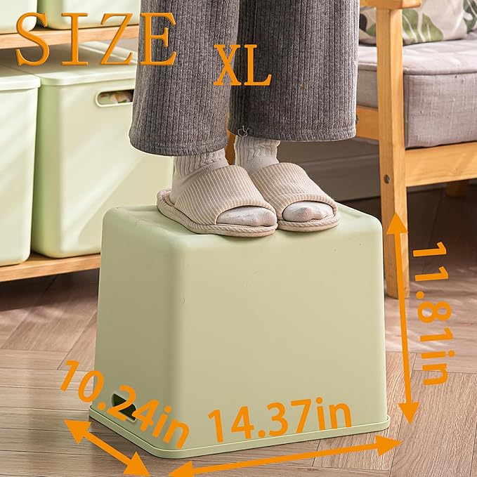 4 pack large plastic White storage bins Baskets, Toy Box Chest with Lids and Handle，Organizer Containers for Baby，Kids,snacks,Nursery，Shelves，Playroom, Bedroom，Office,Closet，home-CubbioJoy