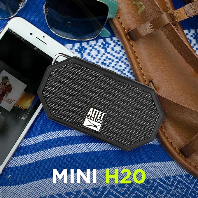 Altec Lansing Mini H2O - Waterproof Bluetooth Speaker, IP67 Certified & Floats in Water, Compact & Portable Speaker for Hiking, Camping, Pool, and Beach,Black-CubbioJoy