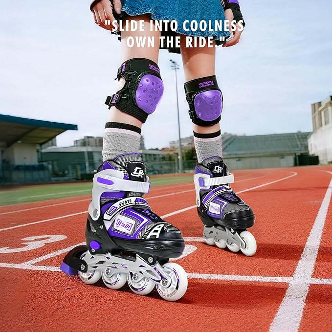 Adjustable Inline Skates for Kids, Teens, and Adults – ABEC-7 Bearings, PU Wheels, Comfortable Fit, for Indoor and Outdoor Skating-CubbioJoy