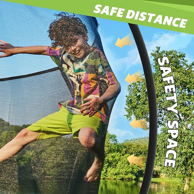 14FT 12FT 10FT 16FT Trampoline with Safety Enclosure, Anti-Rust Coating – ASTM Certified, Heavy-Duty Outdoor Trampoline with Ladder – for Kids & Adults-CubbioJoy