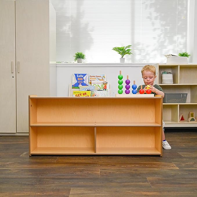Angeles Value Line Preschool 2-Shelf Storage, Classroom Organization, Cubbies for Daycare, Assembly Required, 48" L x 12" W x 27" H-CubbioJoy
