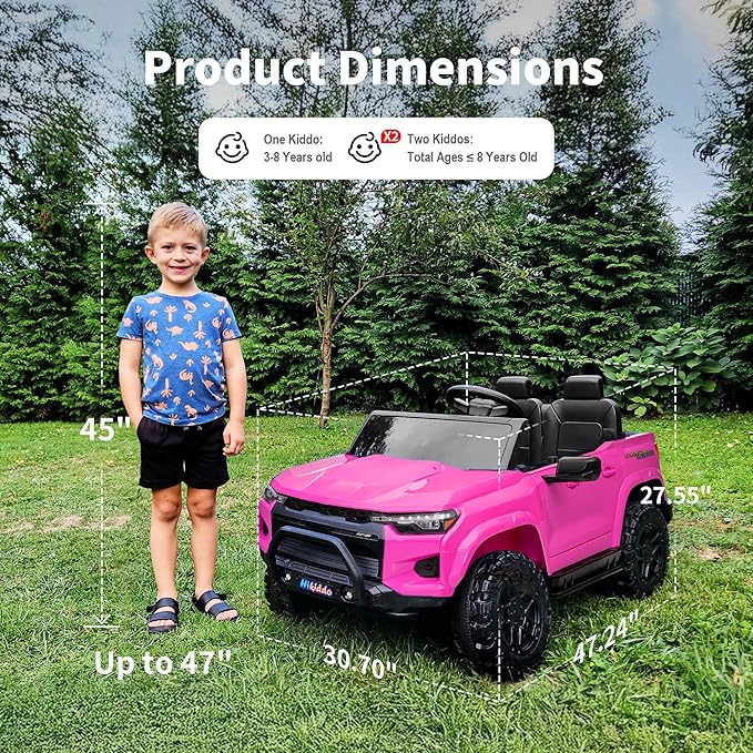 24V 2 Seater Ride on Toy for Big Kids, Electric SUV Kids Car to Drive w/Parent Remote, 2WD/4WD Switchable - Pink-CubbioJoy