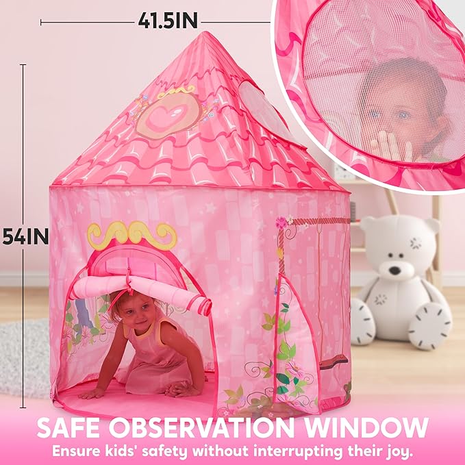 JOYIN Princess Tent Girls Large Playhouse Kids Castle Play Tent for Children, Pop Up Play House for Toddlers Indoor and Outdoor Games-CubbioJoy