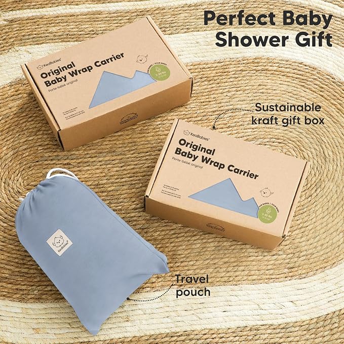 KeaBabies Baby Wrap Carrier - All in 1 Original Baby Carrier Newborn to Toddler Sling, Easy to Wear, Hands Free Bonding, Lightweight, Breathable Infant Wraps (Powder Blue)-CubbioJoy