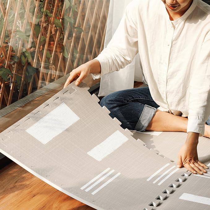 Baby Play Mats for Floor - Nira (6x6ft) - Premium EVA Foam Play Mat for Babies & Toddlers - Perfect for Tummy Time, Crawling, Playroom - Stylish & Comfortable Kids Play Mat-CubbioJoy